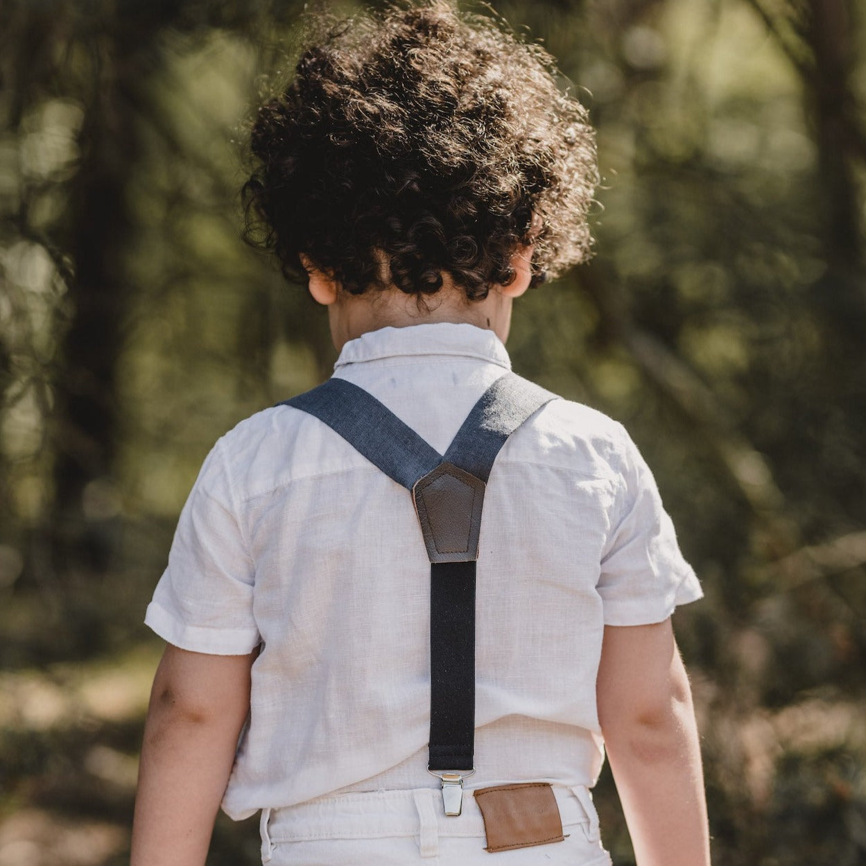 Kids Linen Suspender Bow Tie Set