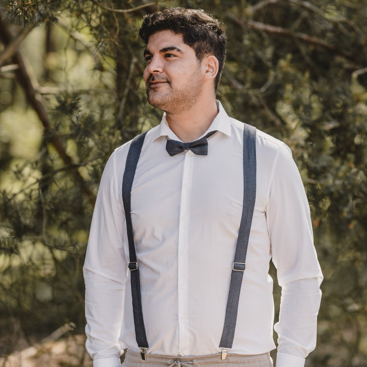 Suspenders Paul natural/beige made of linen fabric