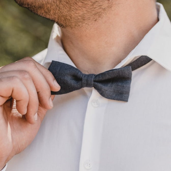 Adult Linen Suspender Bow Tie Set
