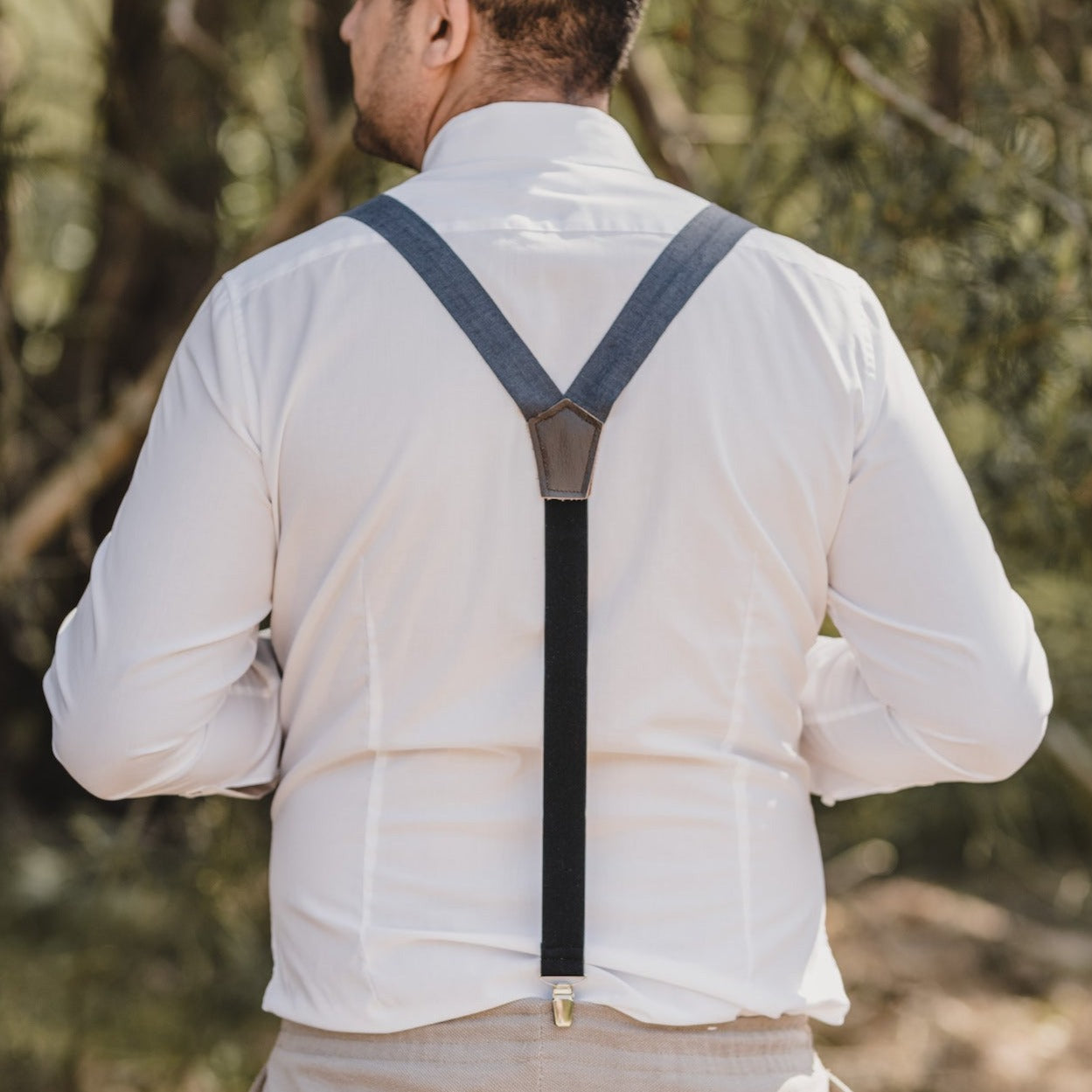 Adult Linen Suspender Bow Tie Set