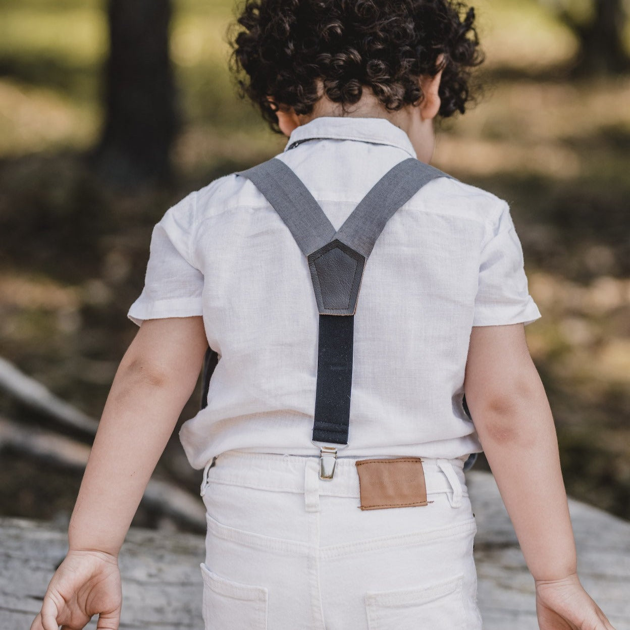 Kids Linen Suspender Bow Tie Set