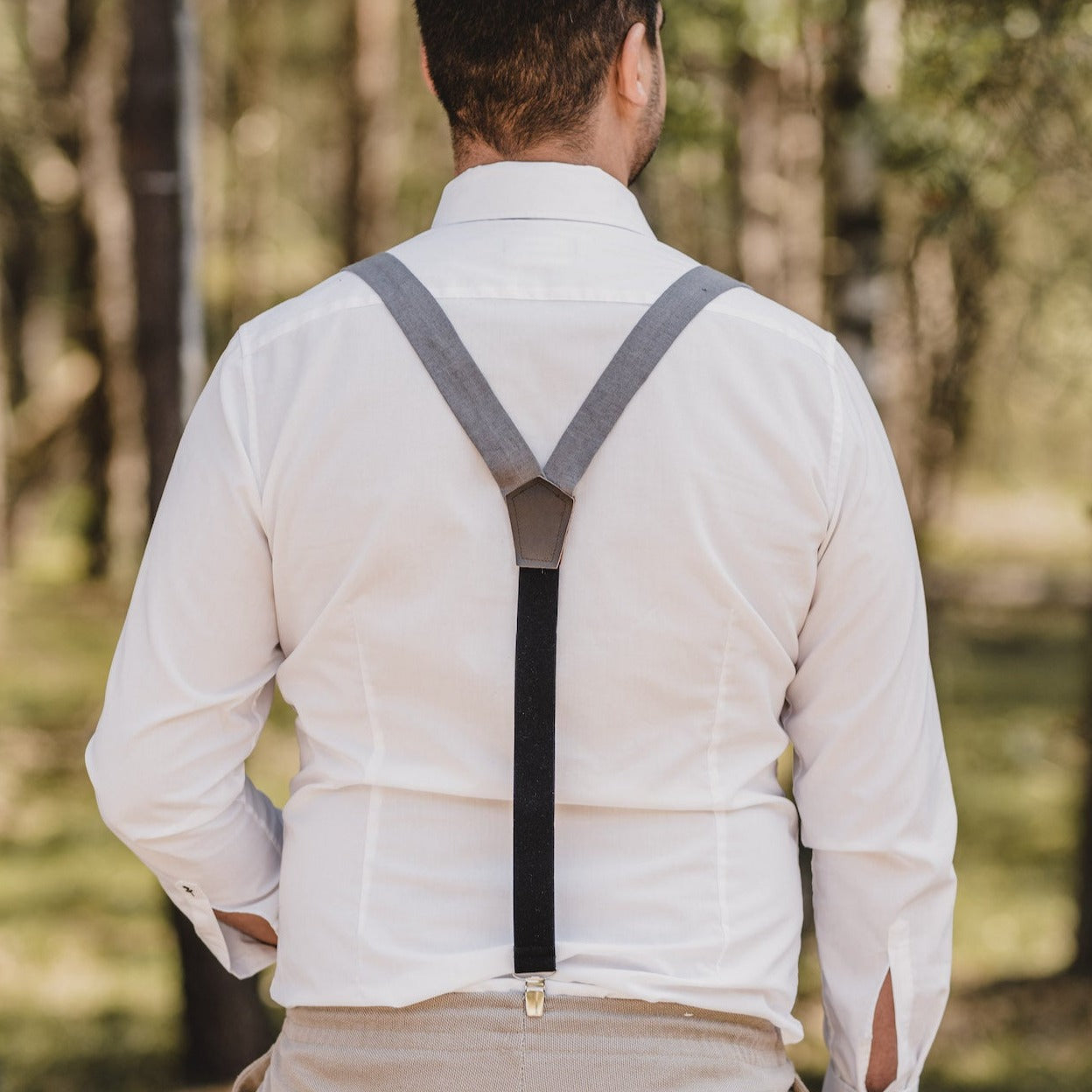 Adult Linen Suspender Bow Tie Set