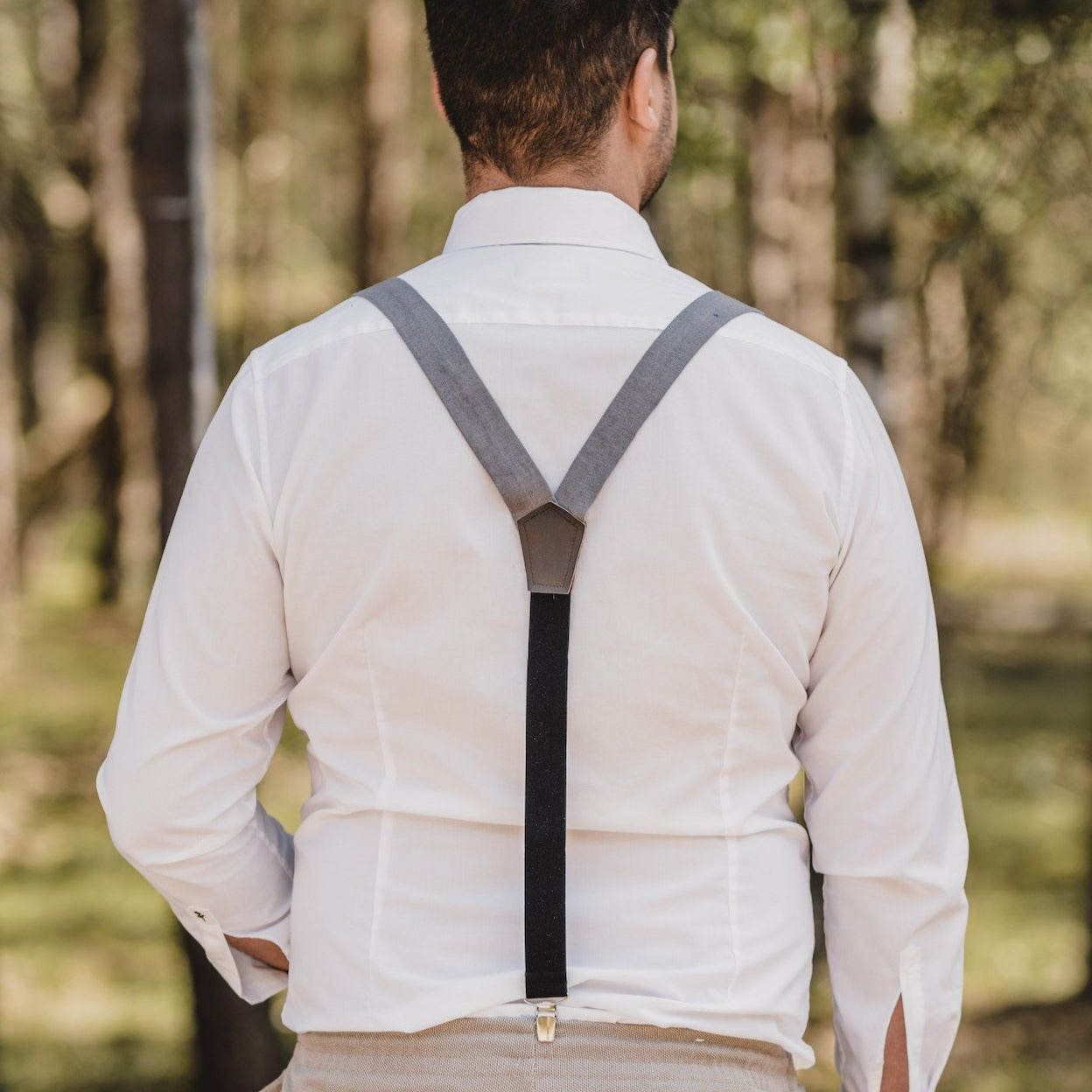 Suspenders Paul natural/beige made of linen fabric