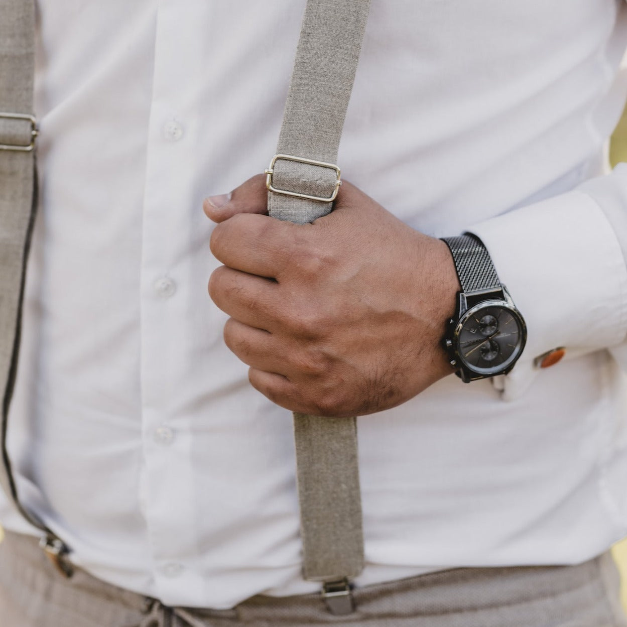 Suspenders Paul natural/beige made of linen fabric