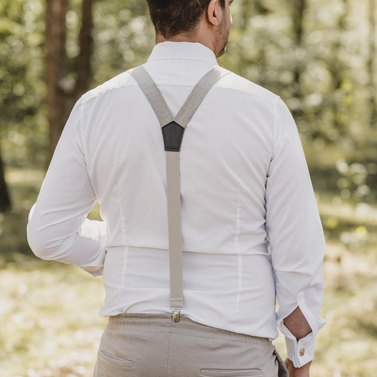 Suspenders Paul natural/beige made of linen fabric