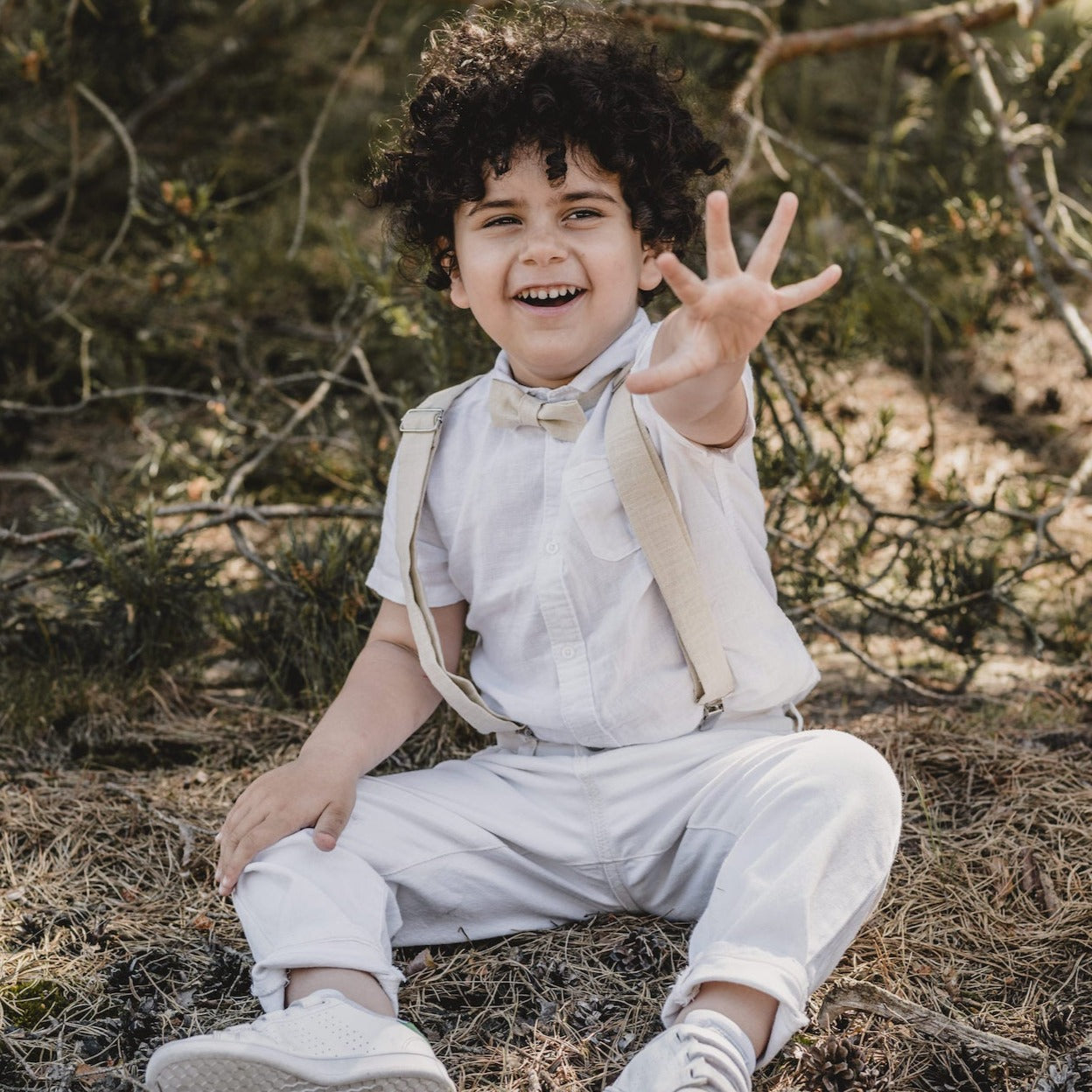 Fliege & Hosenträger Set für Kinder | Leinen | verschiedene Farben