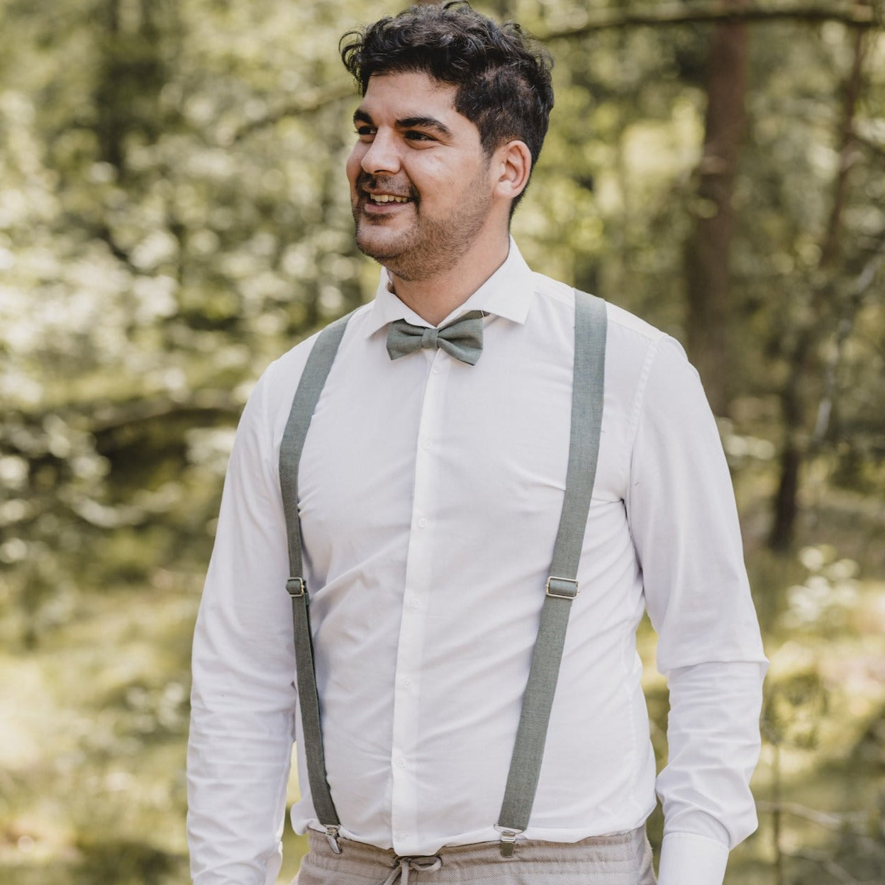 Suspenders Paul natural/beige made of linen fabric