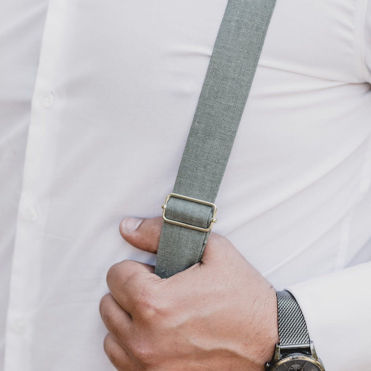 Adult Linen Suspender Bow Tie Set