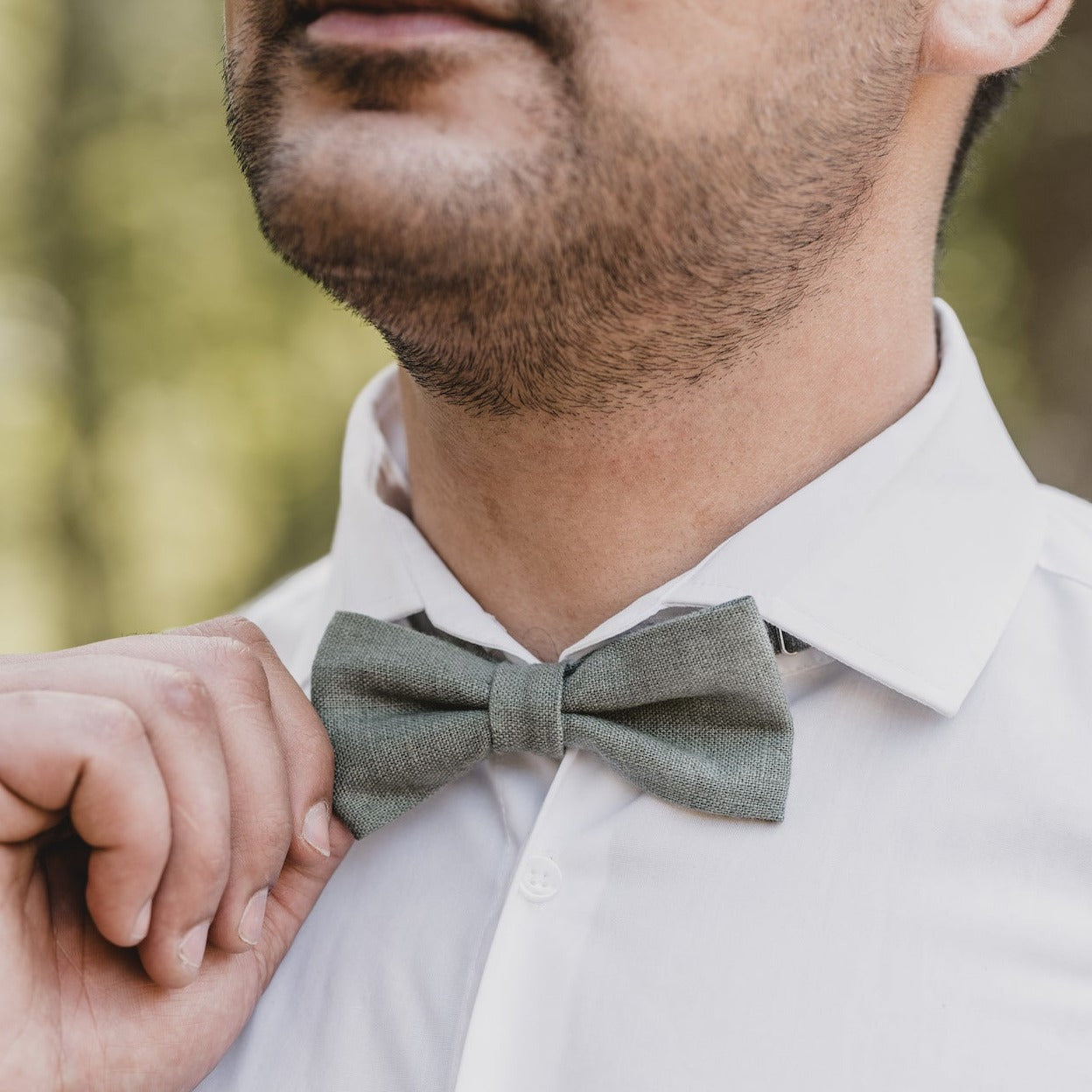 Adult Linen Suspender Bow Tie Set