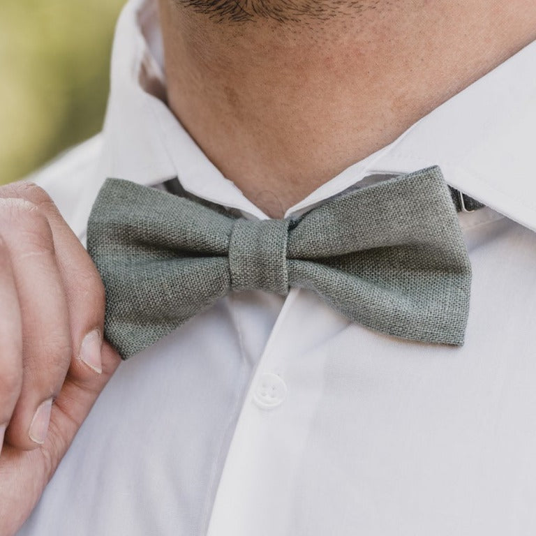 Adult Linen Suspender Bow Tie Set