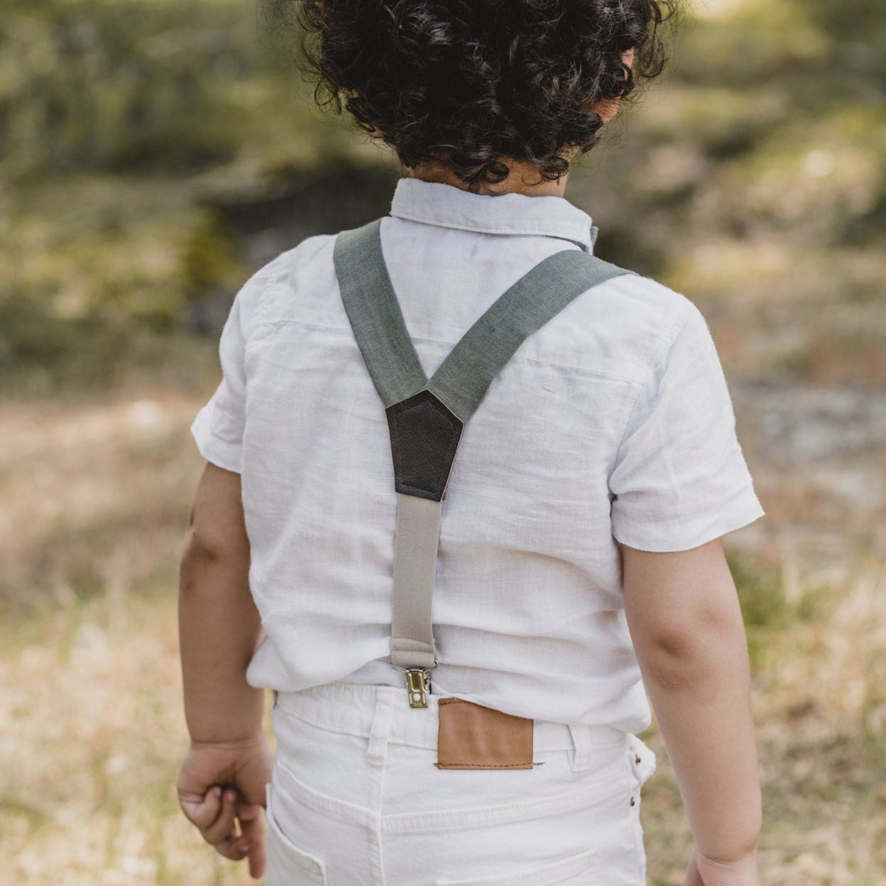 Kids Linen Suspender Bow Tie Set