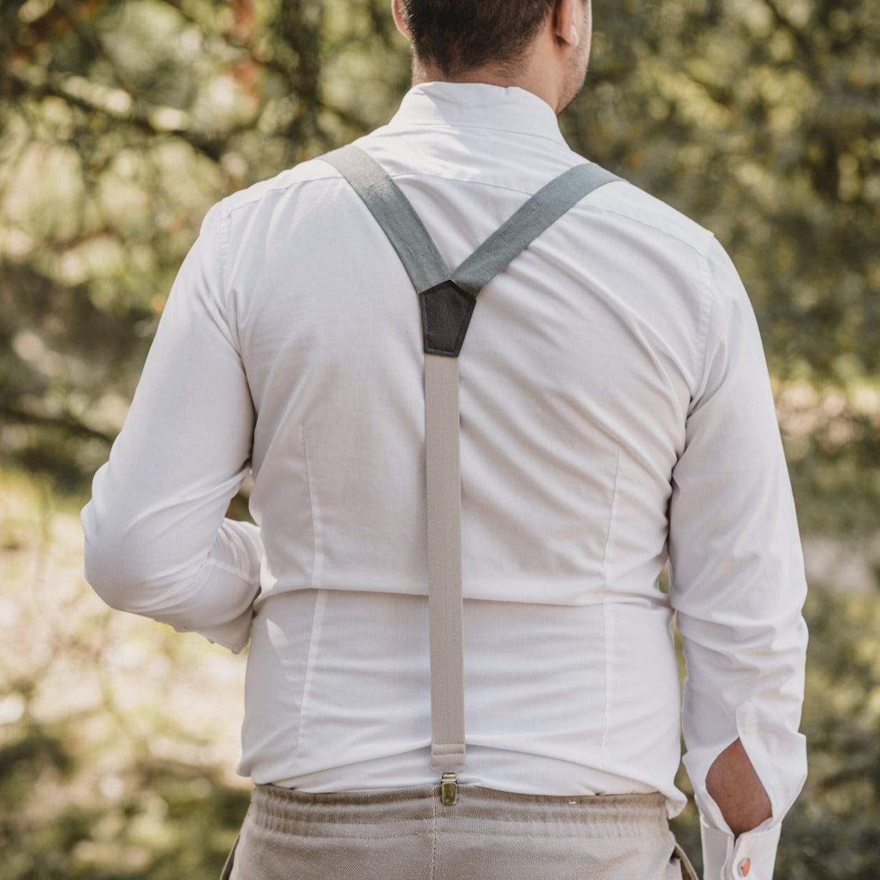 Adult Linen Suspender Bow Tie Set