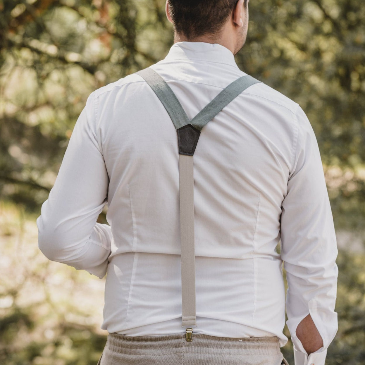Suspenders Paul natural/beige made of linen fabric