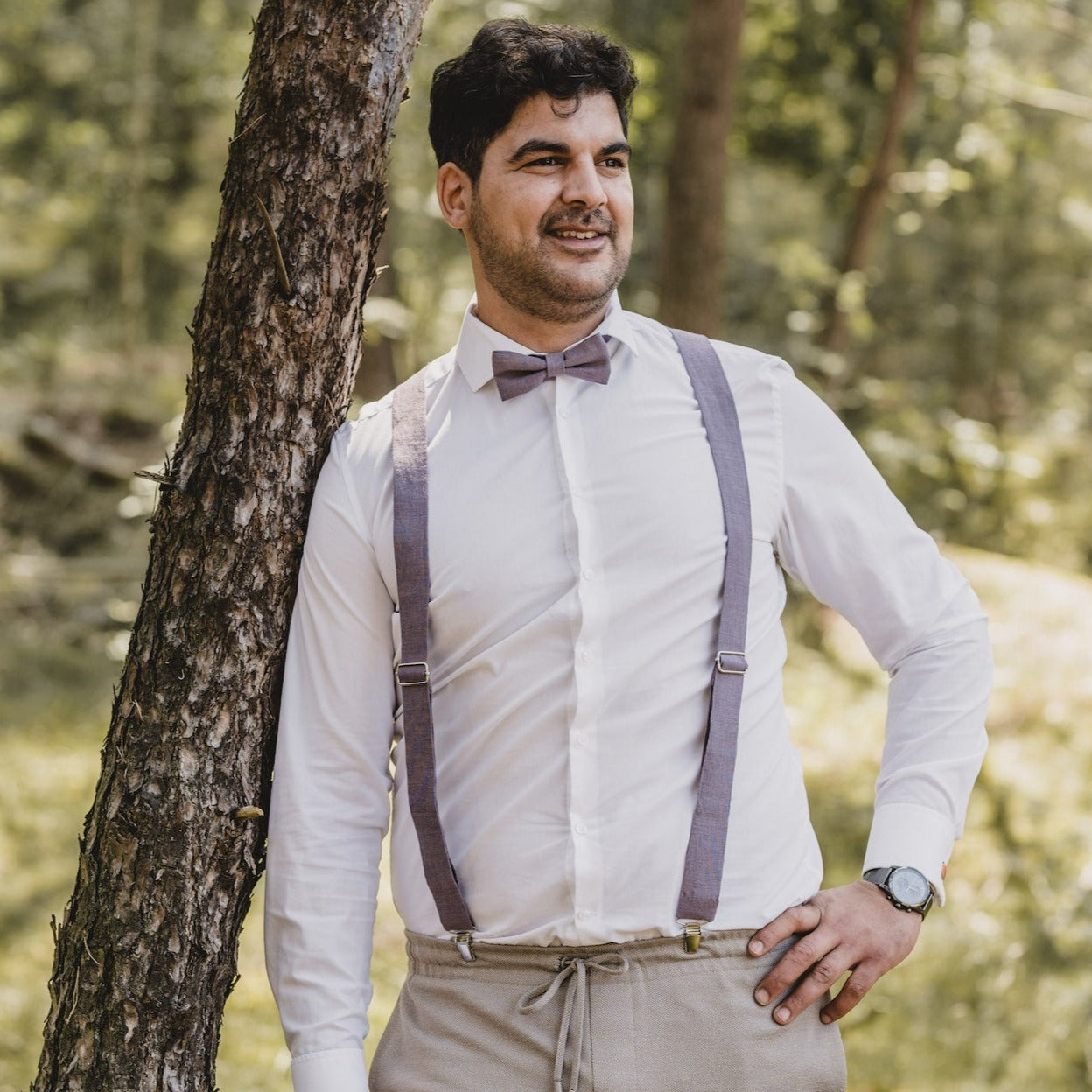 Suspenders Paul natural/beige made of linen fabric