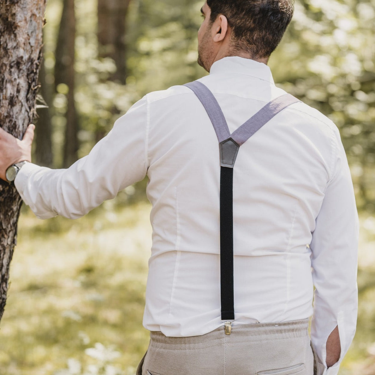 Suspenders Paul natural/beige made of linen fabric