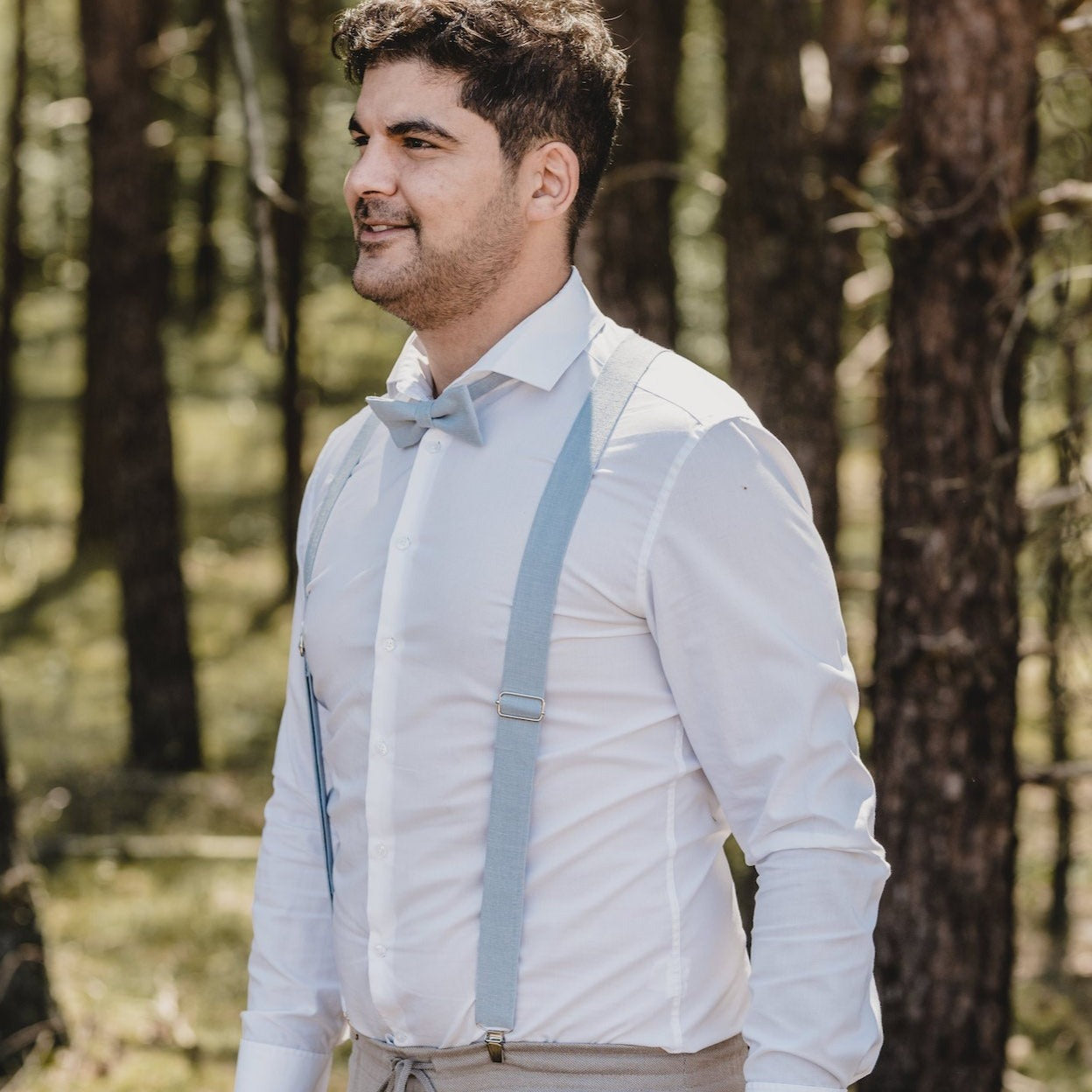Suspenders Paul natural/beige made of linen fabric