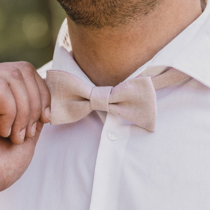 Adult Linen Suspender Bow Tie Set
