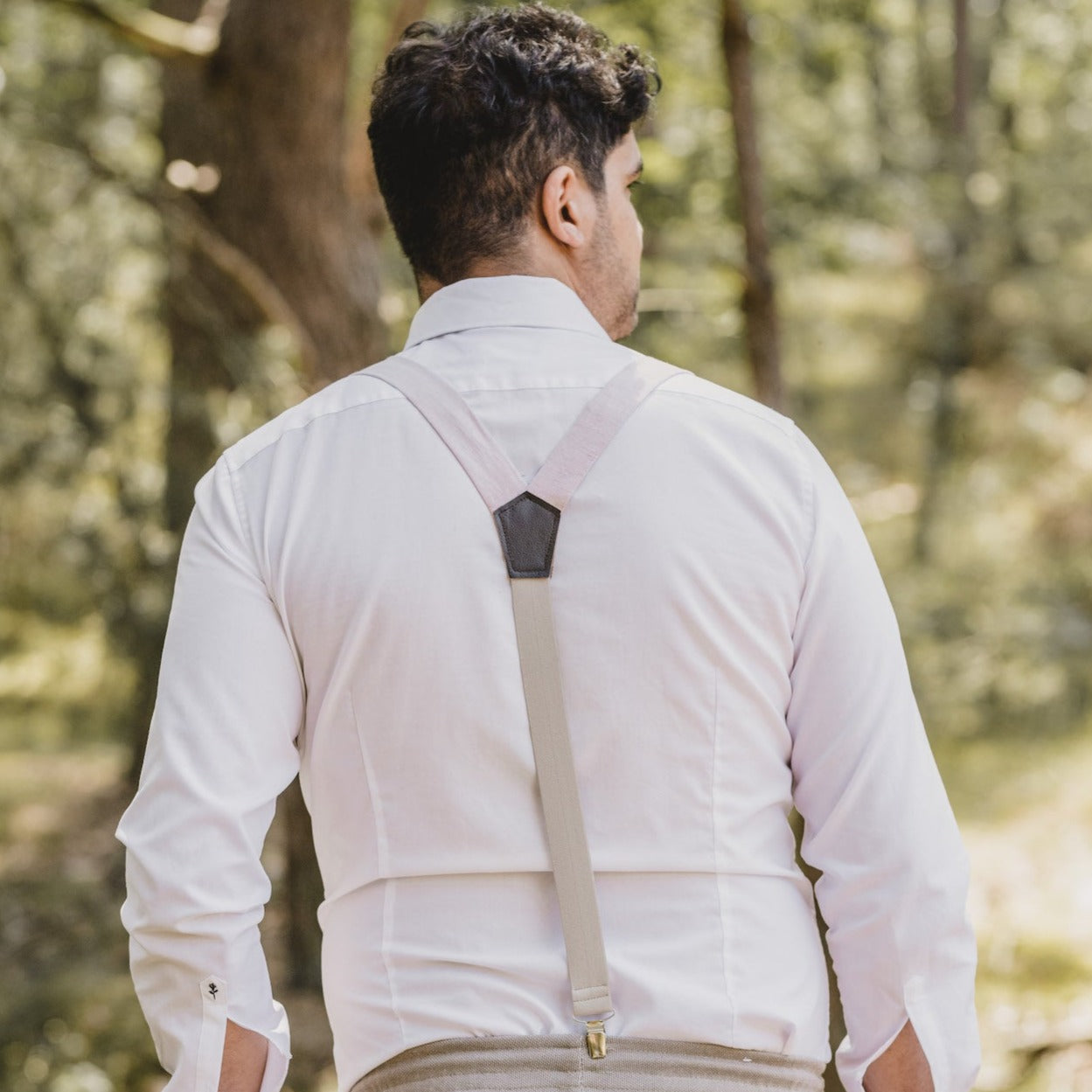 Suspenders Paul natural/beige made of linen fabric