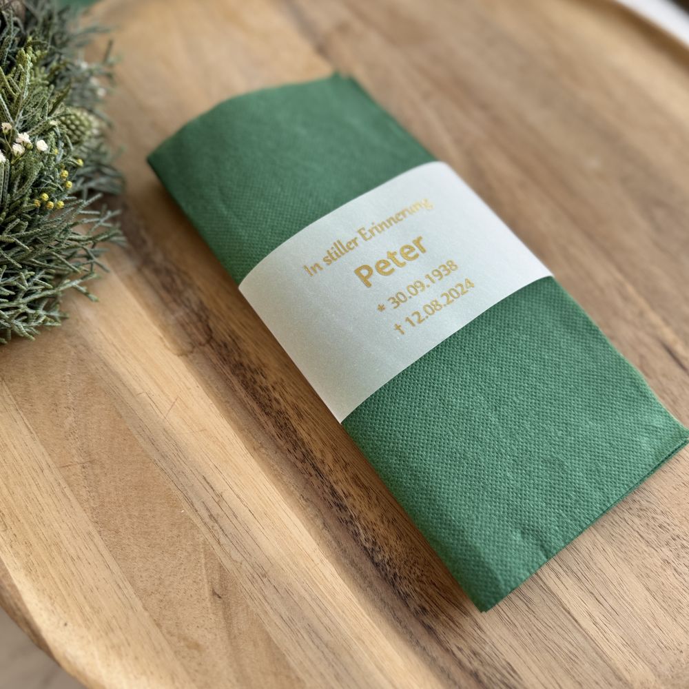 Banderole für Serviette | für Trauerfeier | gold