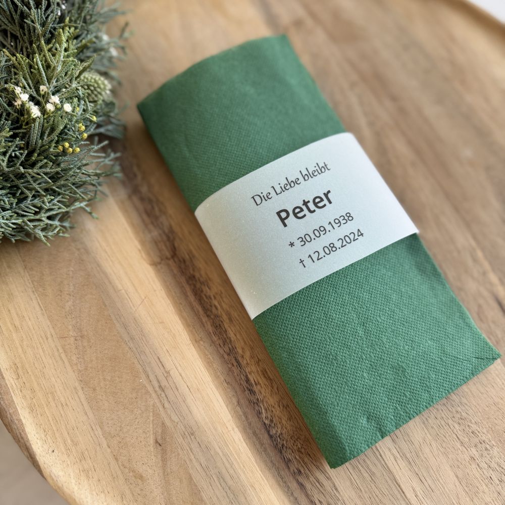 Banderole für Serviette | für Trauerfeier | personalisiert