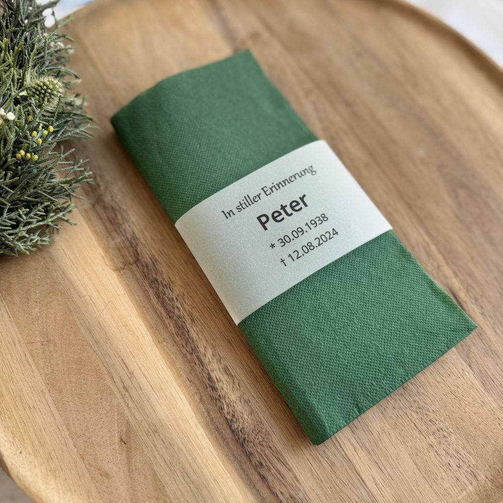 Banderole für Serviette | für Trauerfeier | personalisiert