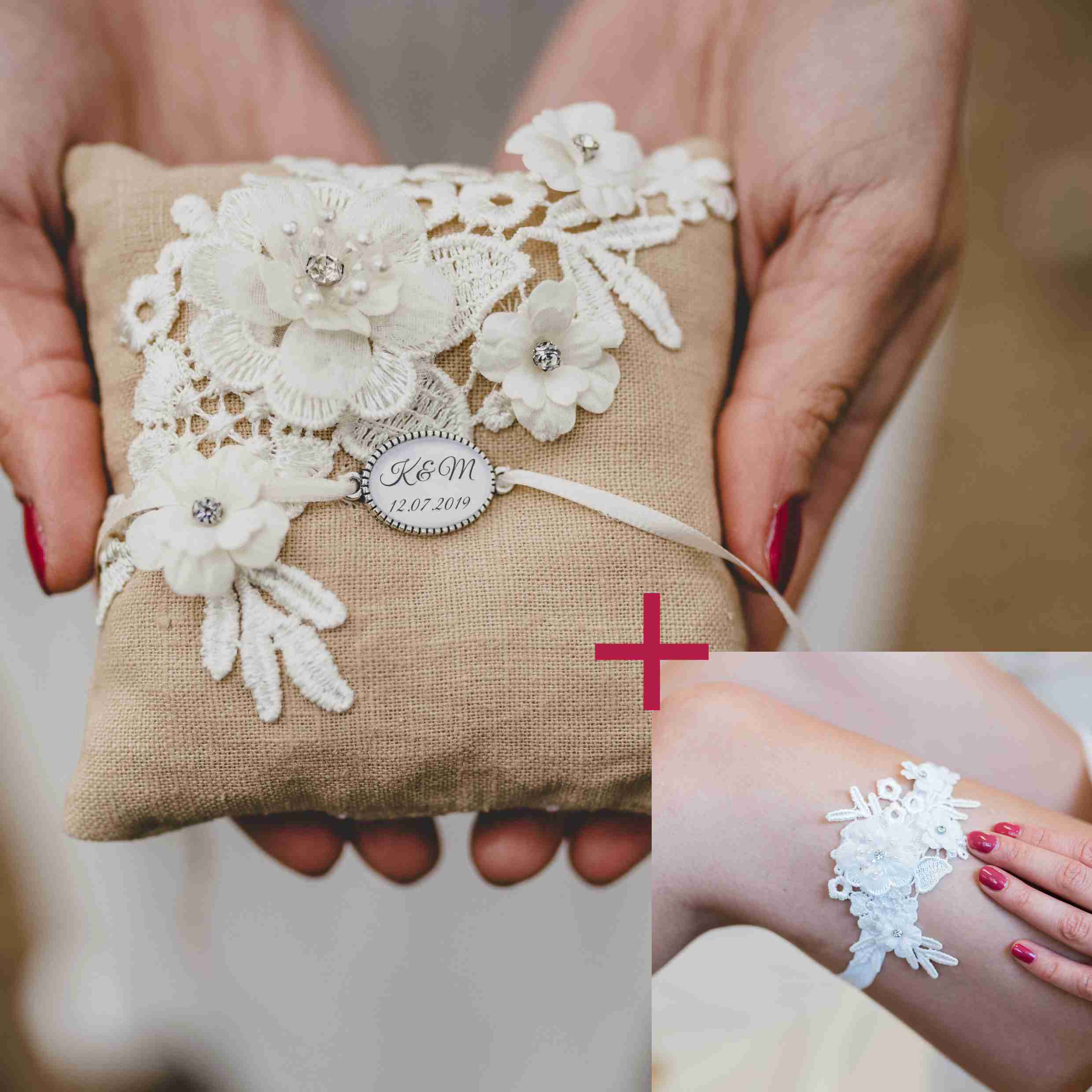 Garter & Ring Pillow Set - Marlene