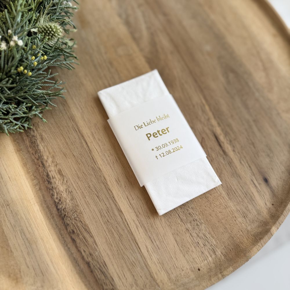 Banderole für Taschentuch | als Trauergeschenk | gold