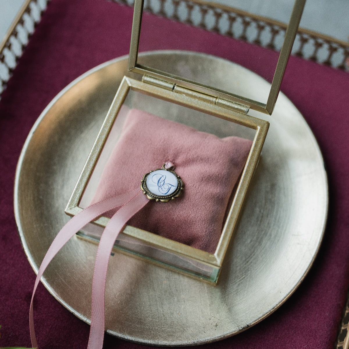 Ringaufbewahrung Hochzeit altrosa