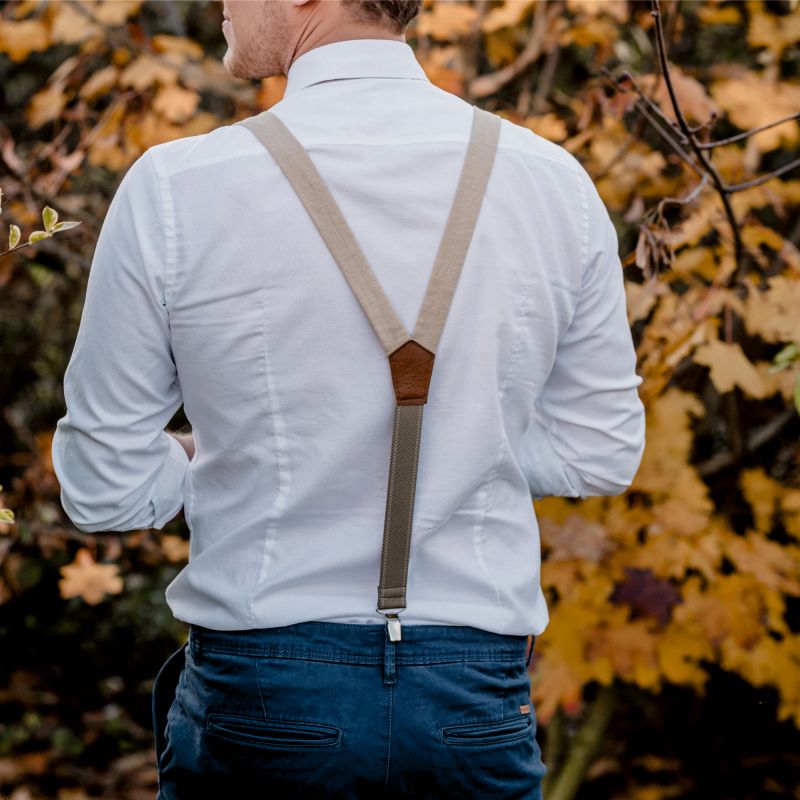 verstellbare Hosenträger zur Hochzeit Beige