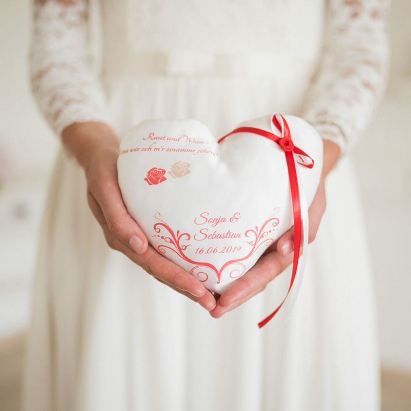 Wedding Ring Holder Heart Shaped Ring Bearer Pillow Heart Shaped