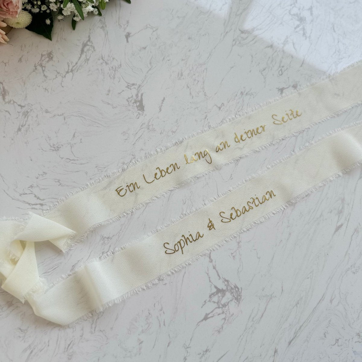 Bridal bouquet ribbon personalized for flowers