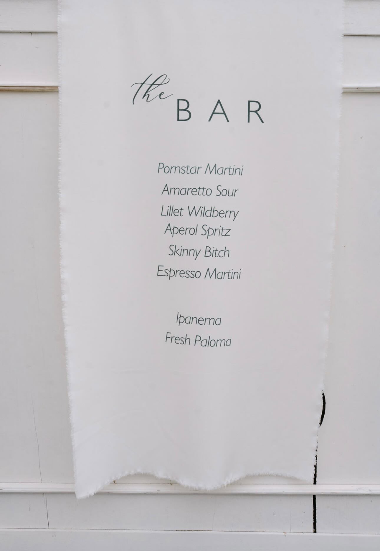 barschild hochzeit cocktailbanner