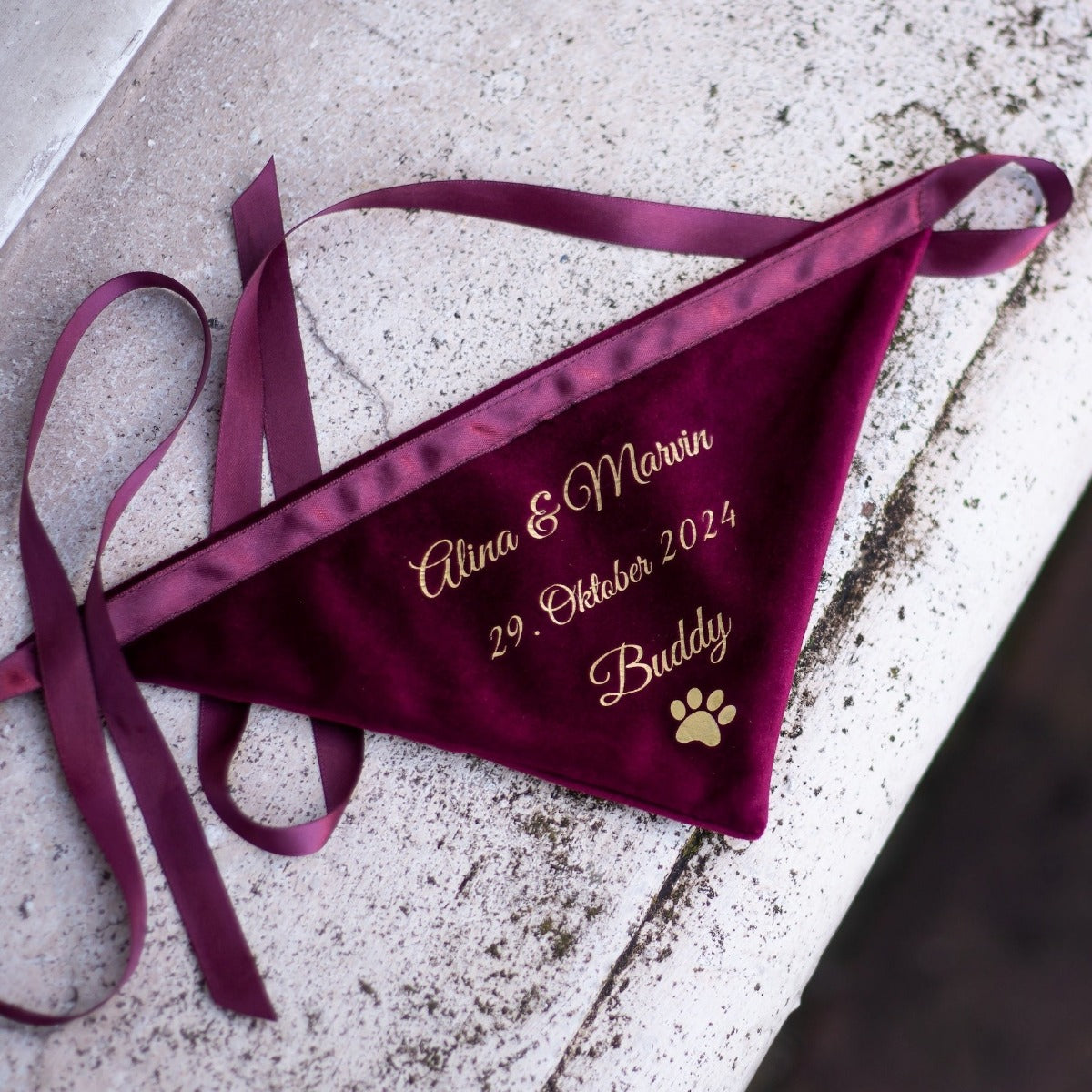 Dog scarf | velvet | ruby ​​red