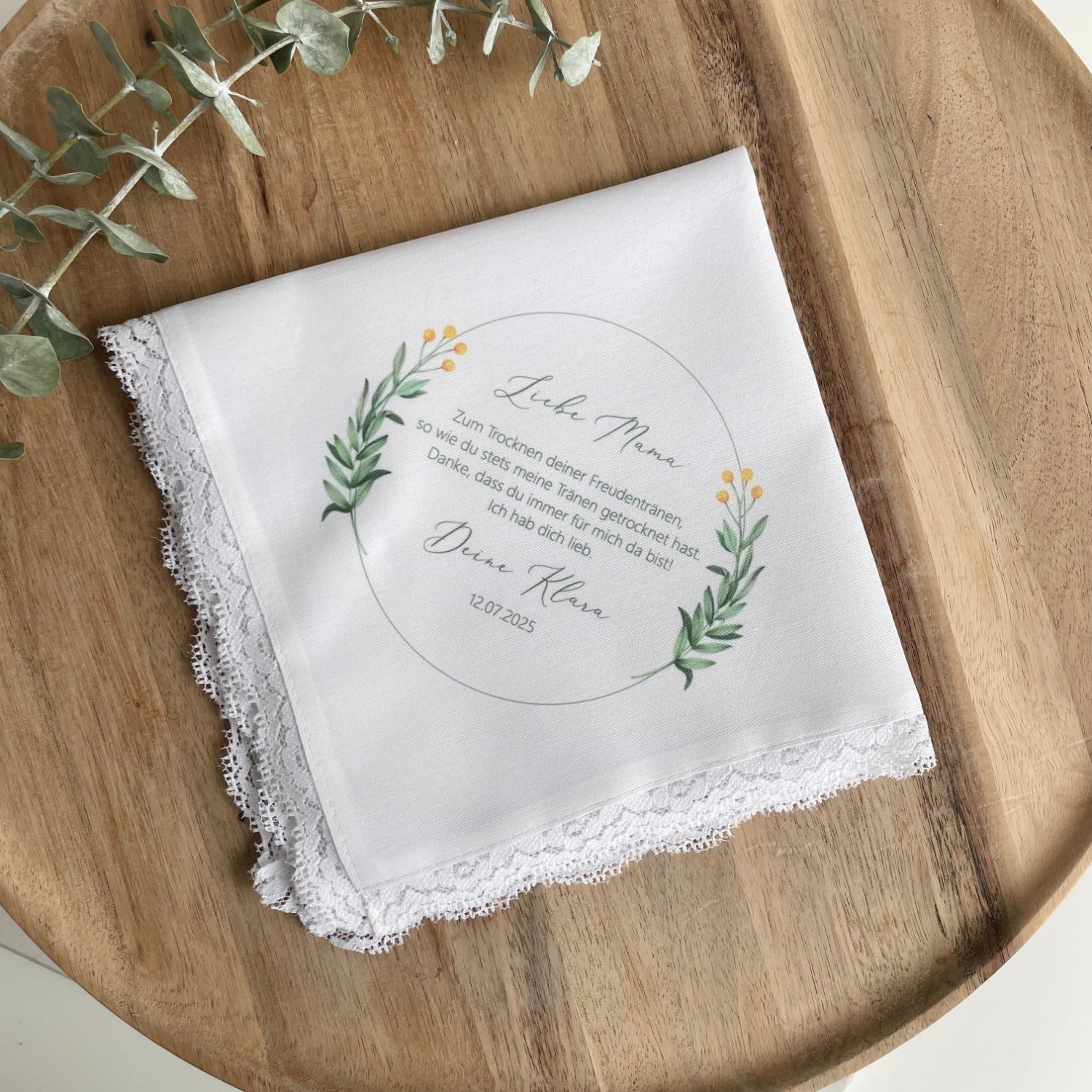 Cloth handkerchief tears of joy - wildflower wreath 2