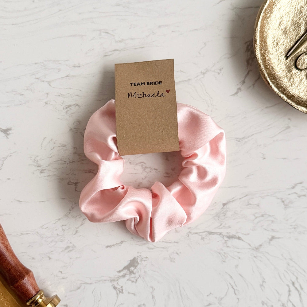 JGA Scrunchies aus Satin | Zopfgummi | Team Bride | personalisiert