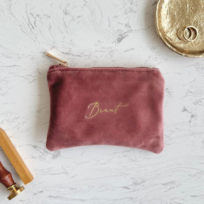 Velvet cosmetic bag for wedding | bride | maid of honor