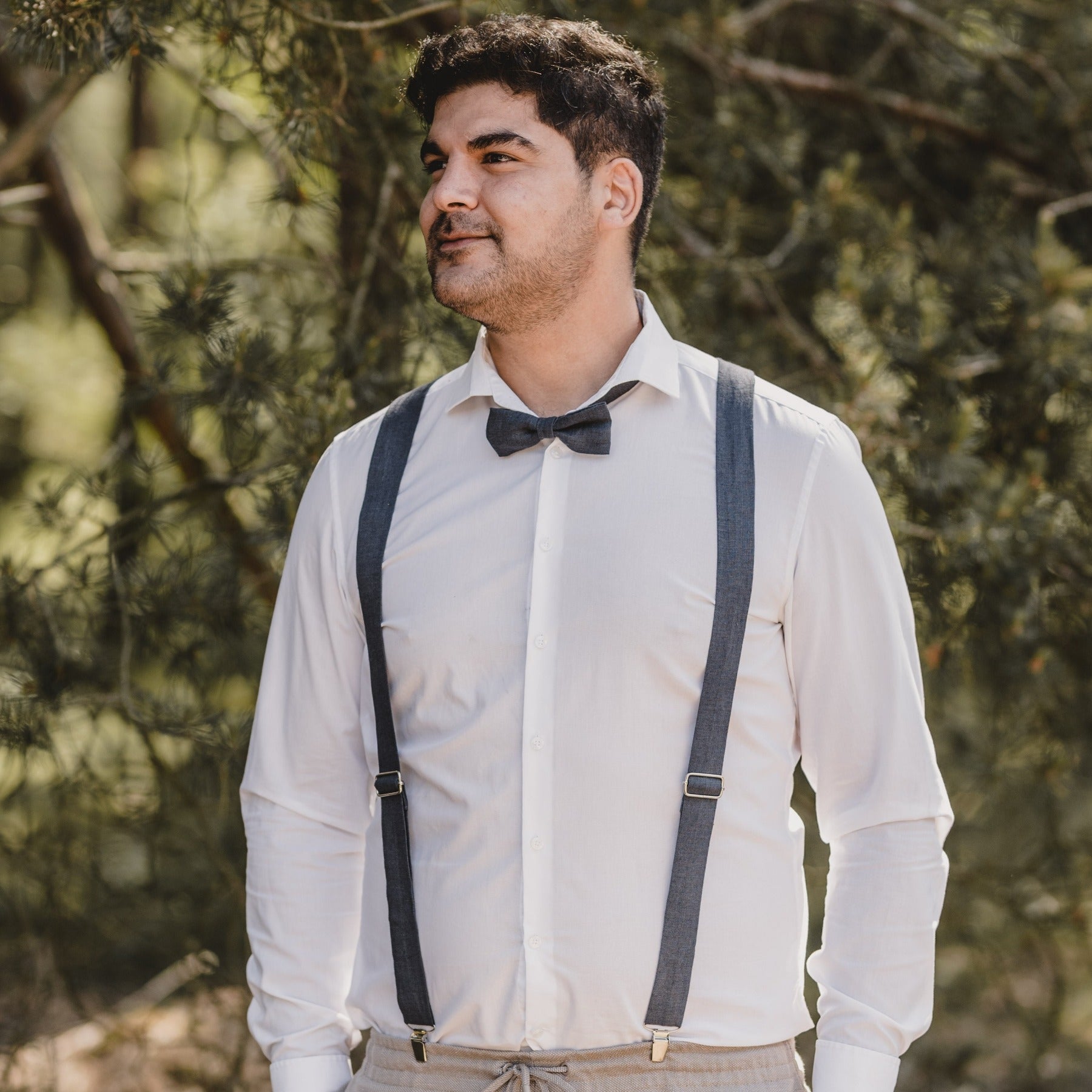 Bow Tie &amp; Suspenders Set | Linen | various colors