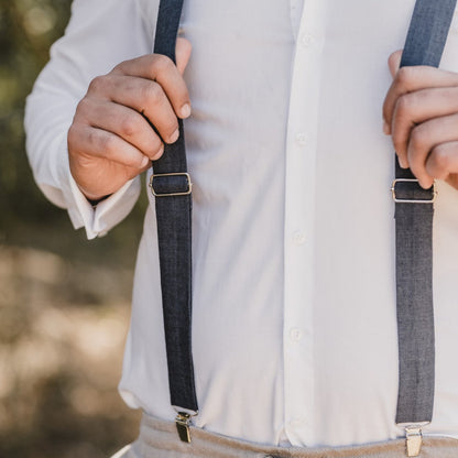 Suspenders Paul natural/beige made of linen fabric