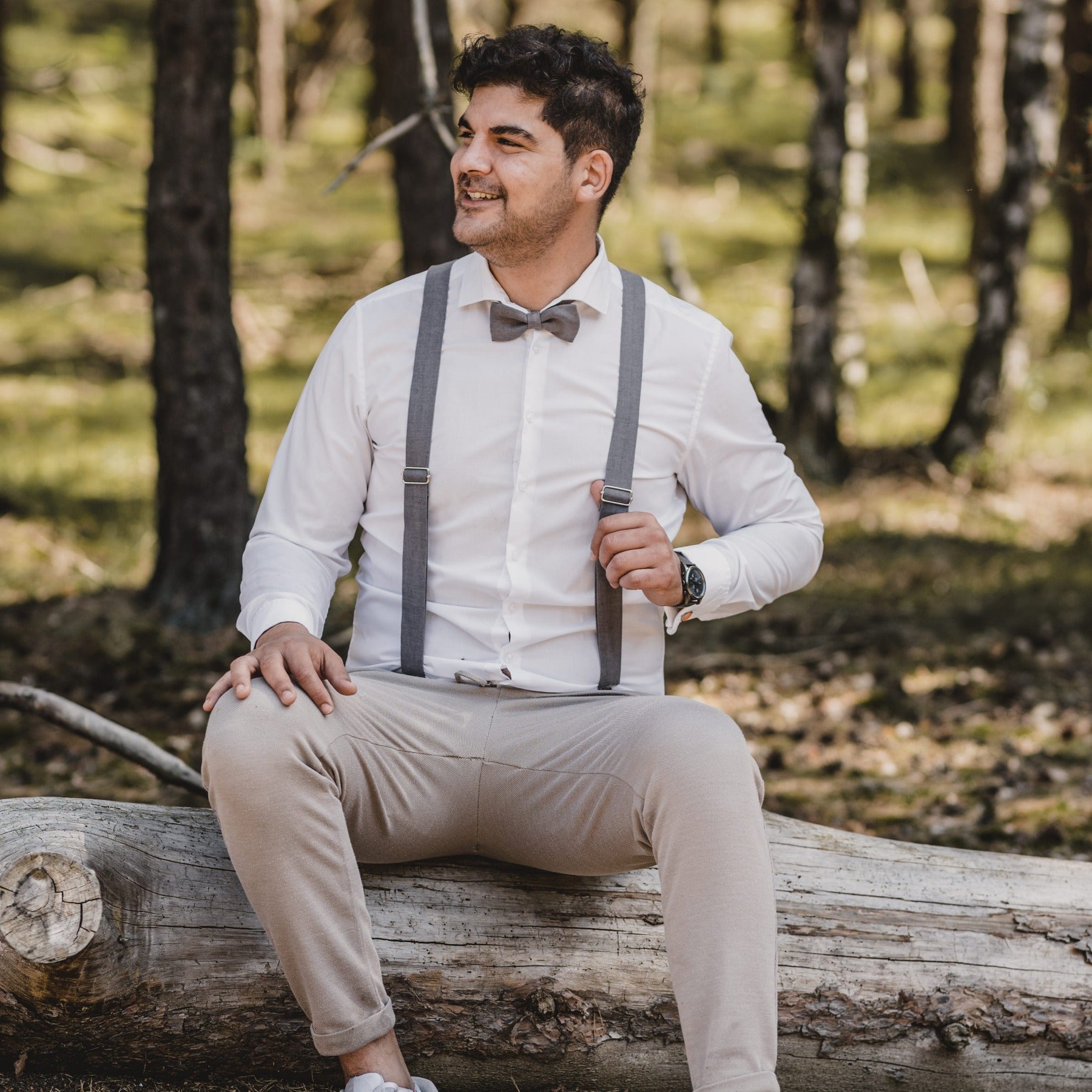 Bow Tie &amp; Suspenders Set | Linen | various colors