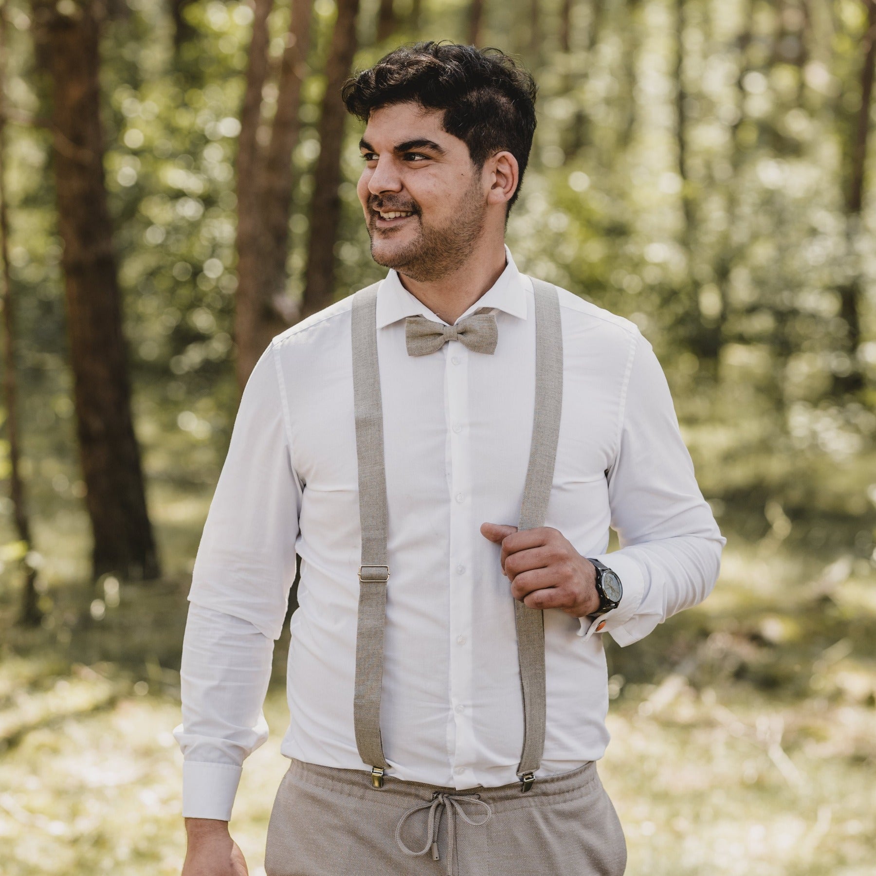 Bow Tie &amp; Suspenders Set | Linen | various colors