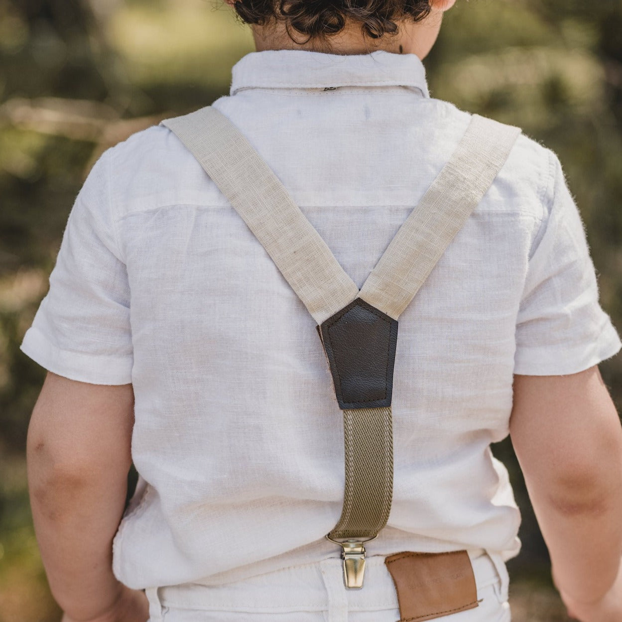 Kids Linen Suspender Bow Tie Set