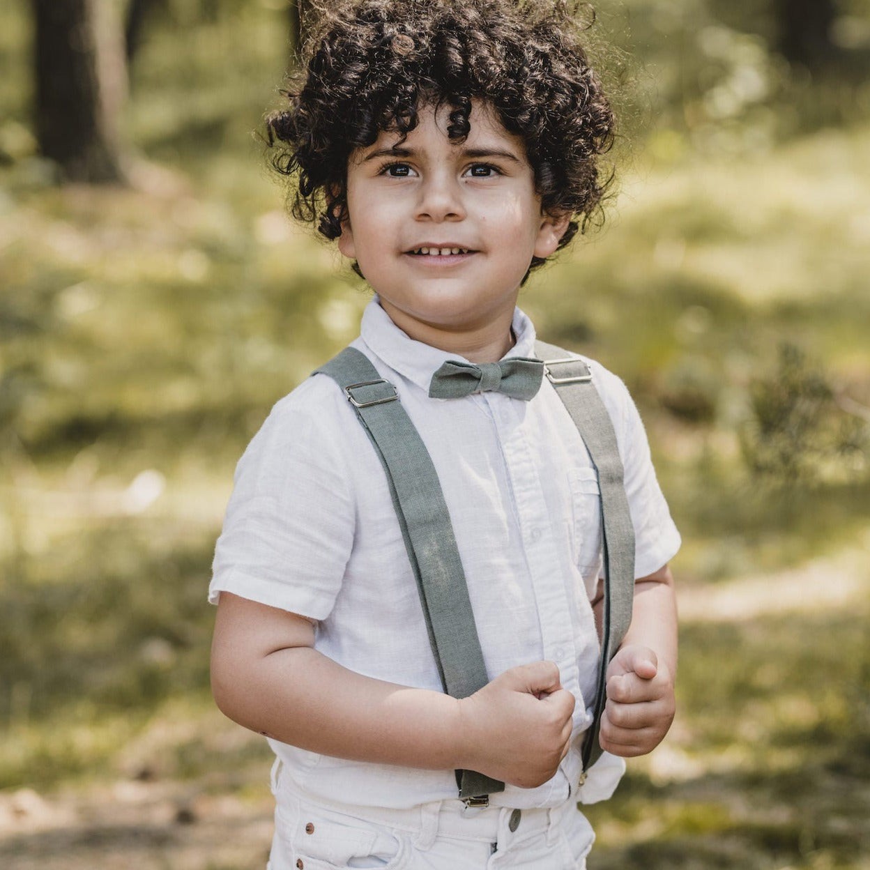 Fliege &amp; Hosenträger Set für Kinder | Leinen | verschiedene Farben