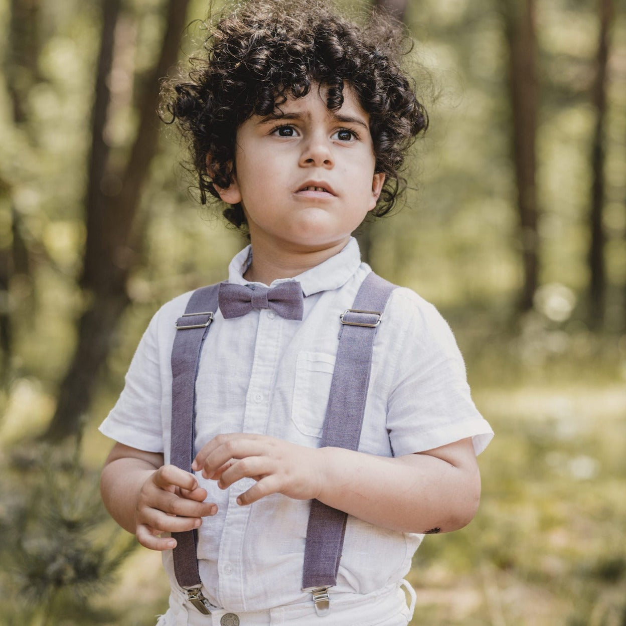 Fliege & Hosenträger Set Beerenfarben für Kinder