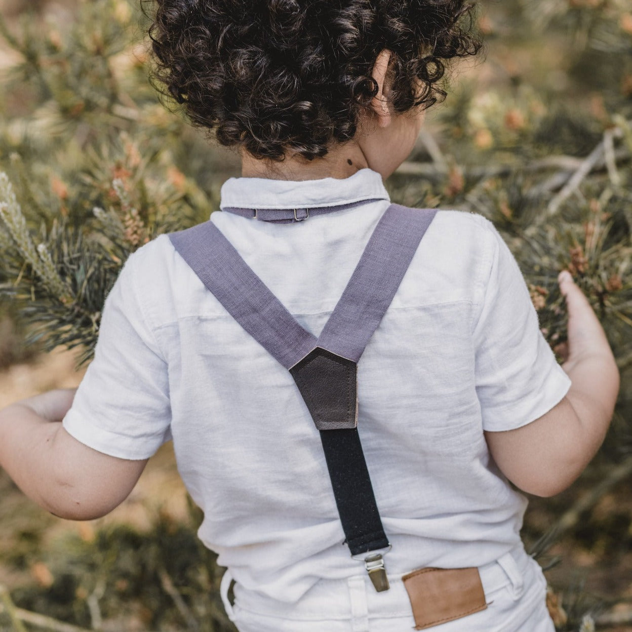 Kids Linen Suspender Bow Tie Set