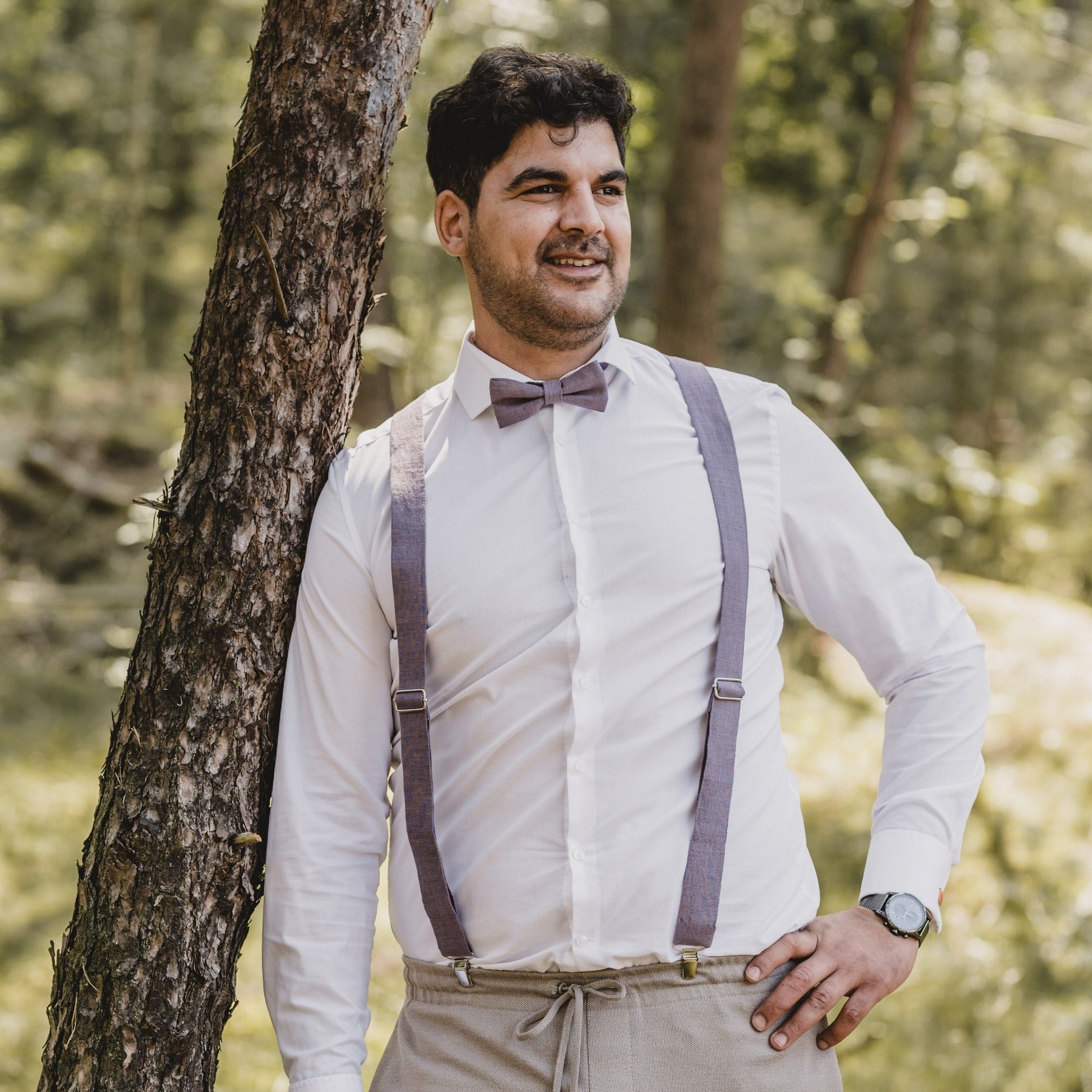 Bow Tie &amp; Suspenders Set | Linen | various colors