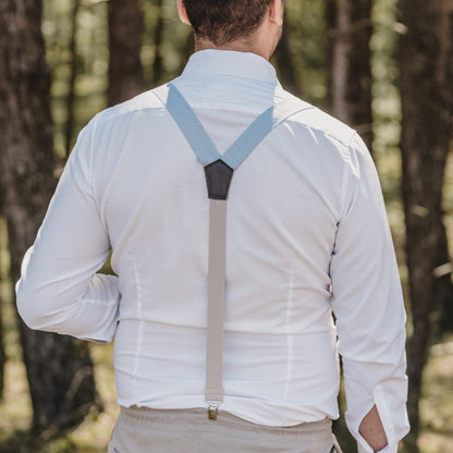 Adult Linen Suspender Bow Tie Set