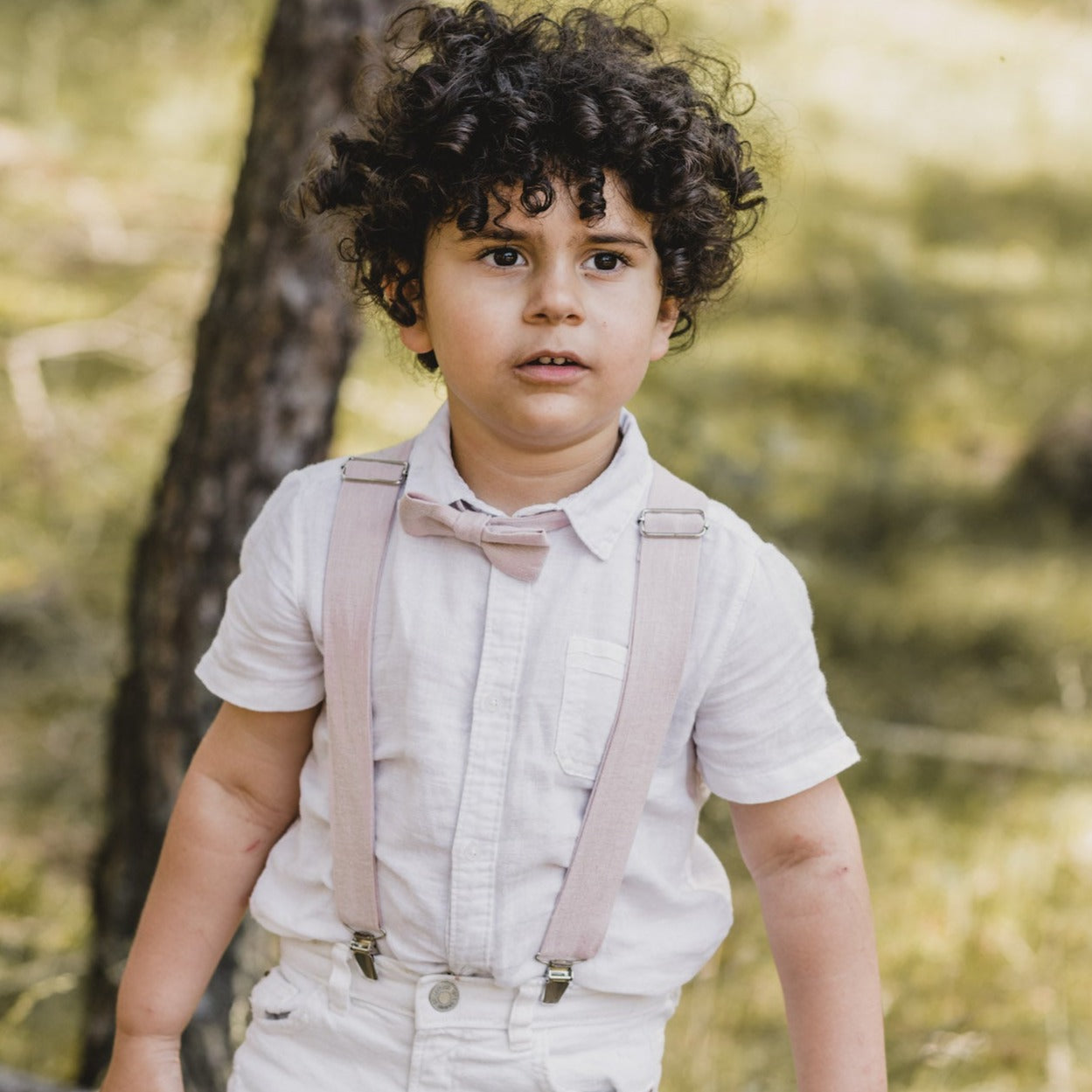 Fliege &amp; Hosenträger Set für Kinder | Leinen | verschiedene Farben