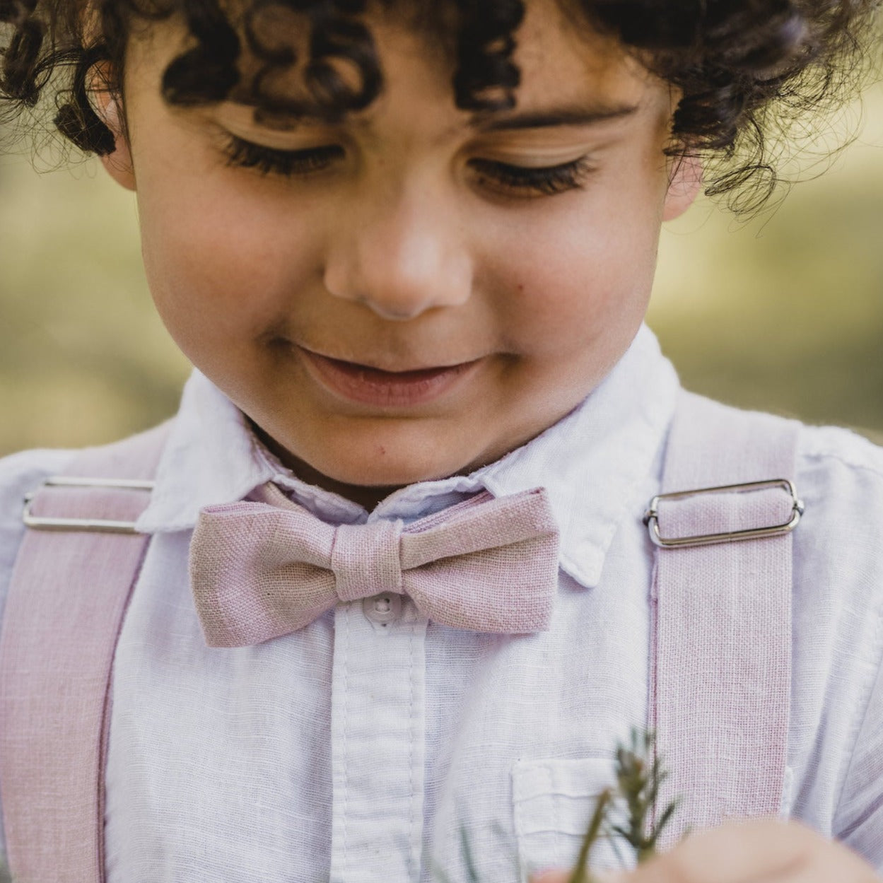 Fliege &amp; Hosenträger Set für Kinder | Leinen | verschiedene Farben