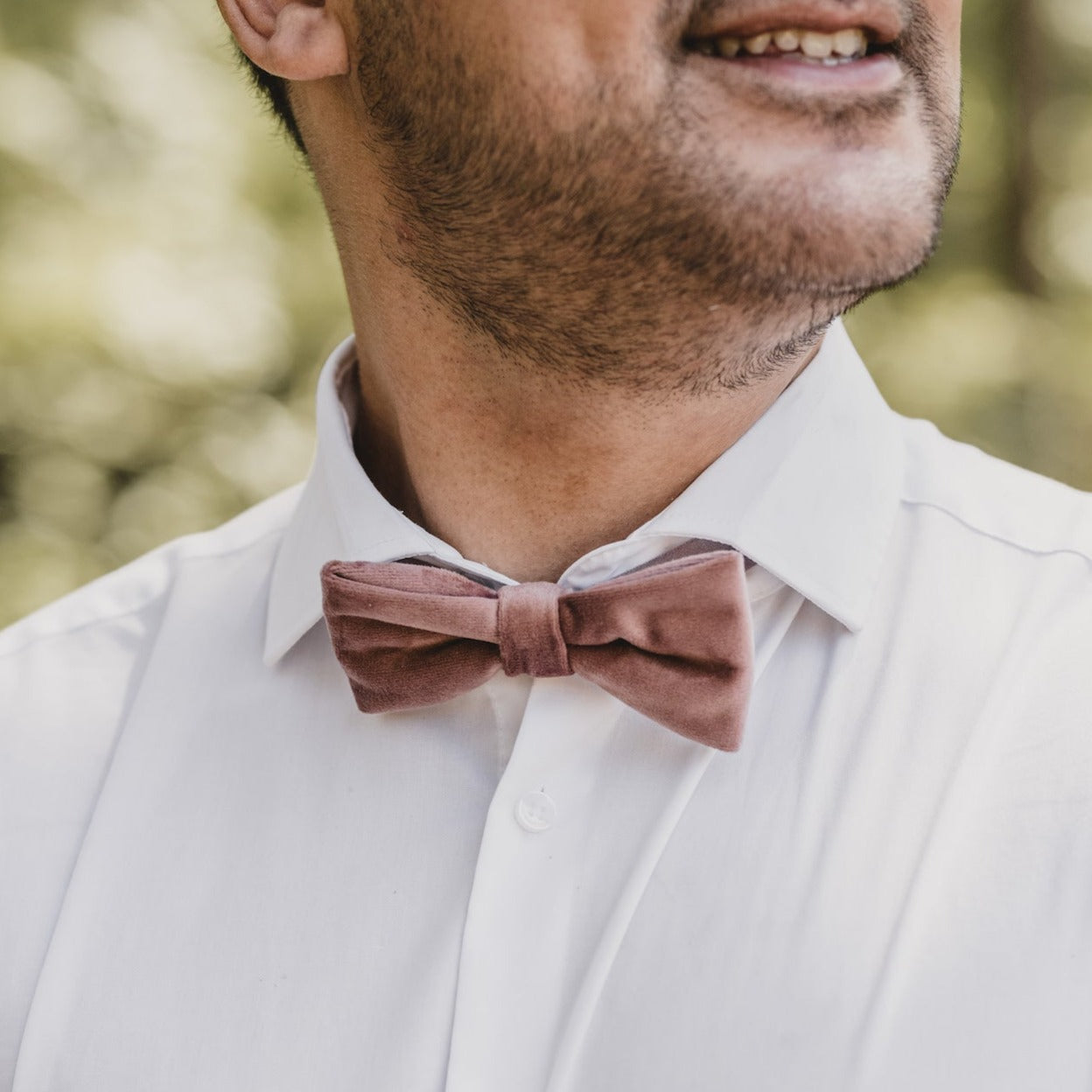 Herrenfliege Samt Altrosa