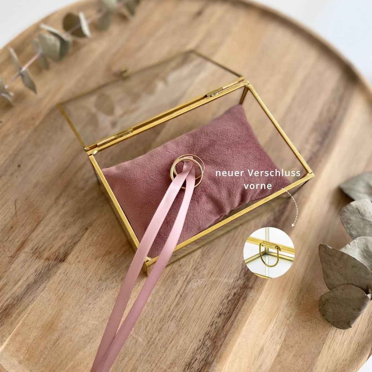 Ring box with dusky pink cushion